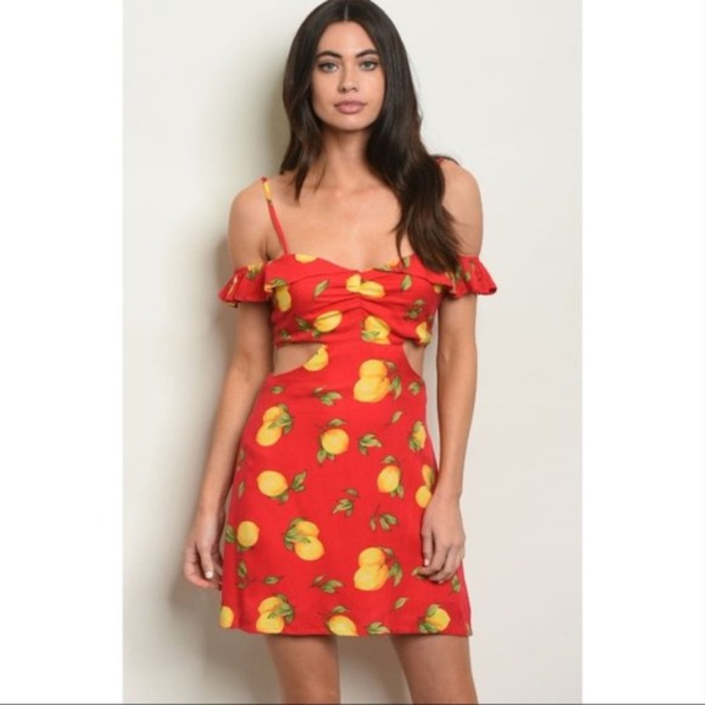 Lemon Print Mini Dress